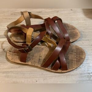 Brown and Tan Women's Korks Sandals